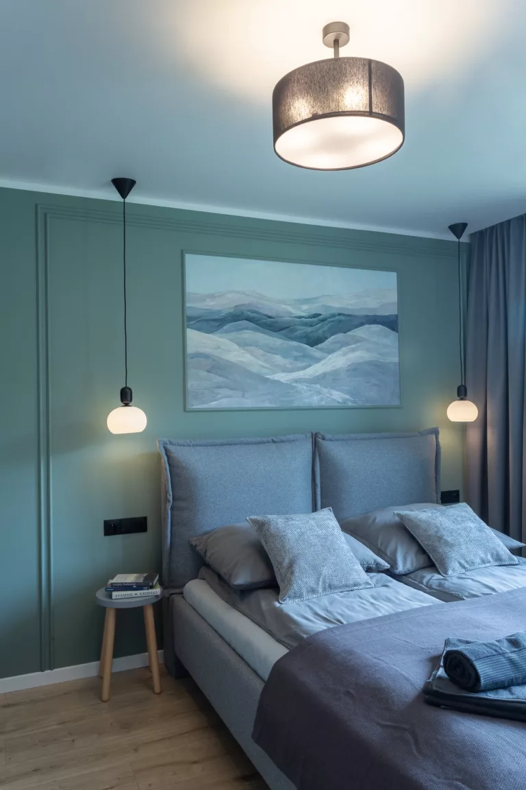 sypialnia w nowoczesnym apartamencie w Zawoi - fotograf nieruchomości Zakopane